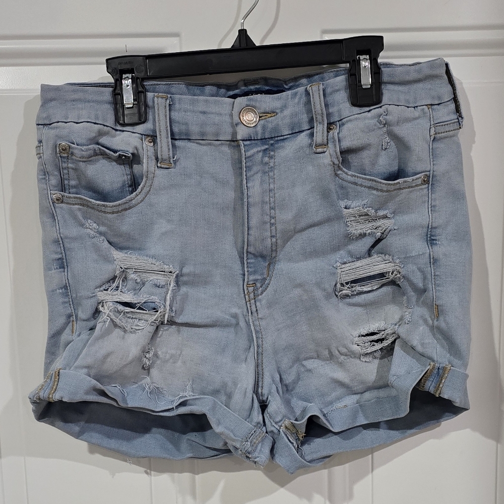 Aeropostale Ripped Light Blue Jean Shorts